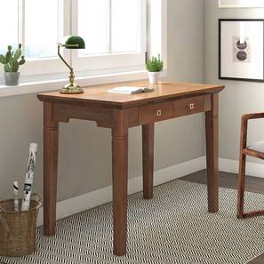 Study Table Design Malabar Solid Wood Study Table in Amber Walnut Finish