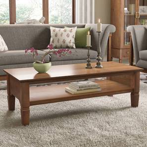 Living Storage In Pondicherry Design Malabar Rectangular Solid Wood Coffee Table in Amber Walnut