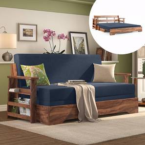 Sofa Cum Bed Design Mahim 3 Seater Pull Out Sofa cum Bed In Lapis Blue Colour