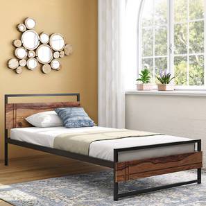 Metal Beds Core Design Nerja Solid Wood Single Size  Non Storage Bed in Teak Finish (Teak Finish, Single Bed Size)