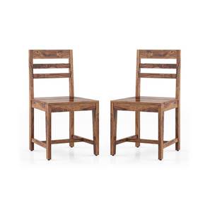 Oliver Solid Wood Dining Chair set of 2 in Teak Finish