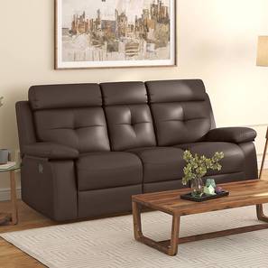 Raphael Leatherette Three Seater Manual Recliner in Two Tone Tan