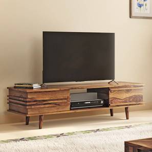Tv Showcase Design Parker Solid Wood Free Standing TV Unit in Teak Finish