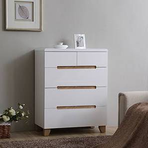 Oslo Living Room Design Oslo Engineered Wood Chest of 5 Drawers in White Finish