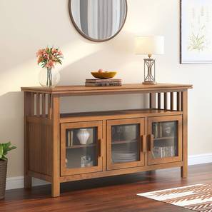 Crockery Unit Design Rhodes 3 Door Solid Wood Sideboard in Amber Walnut Finish