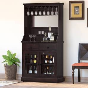 Bar Cabinet Design Riveria Solid Wood Free Standing Bar Cabinet in Mahogany Finish