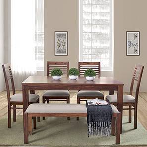 Dining Bench Design Oribi Solid Wood Dining Bench in Teak Finish