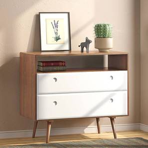 2 Drawers Design Roswell Solid Wood Chest of 2 Drawers in Amber Walnut Finish