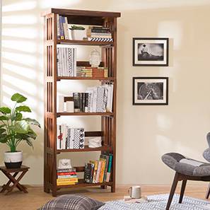 Bookshelf Design Rhodes Solid Wood Bookshelf in Teak