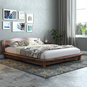 Sheesham Wood Furniture Design Tahiti Solid Wood Queen Size Non Storage Bed in Teak Finish