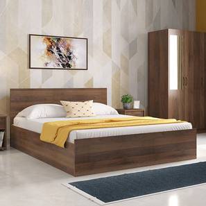 Bedroom Ccs Lp Design Zoey Engineered Wood Queen Size Box Storage Bed in Classic Walnut Finish