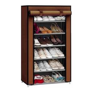 Shoe Rack Design Bruce Fabric Shoe Rack in Brown Finish