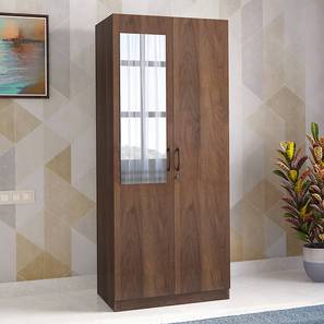 Cupboards Core Ew Design Zoey Engineered Wood 2 Door Wardrobe With Mirror in Classic Walnut Finish