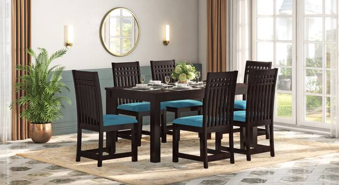 Brighton Diego 6 Seater Dining Set (Mahogany Finish, Camilla Blue) by Urban Ladder - Design 1 - 