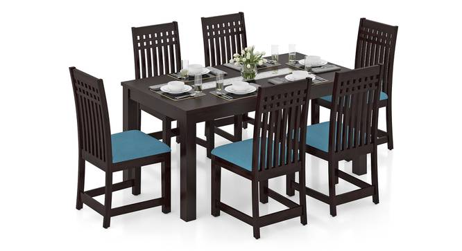 Brighton Diego 6 Seater Dining Set (Mahogany Finish, Camilla Blue) by Urban Ladder - Design 1 - 