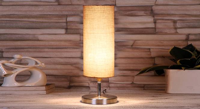 Grey cotton table lamp with Steel Base -45 (Grey) by Urban Ladder - - 