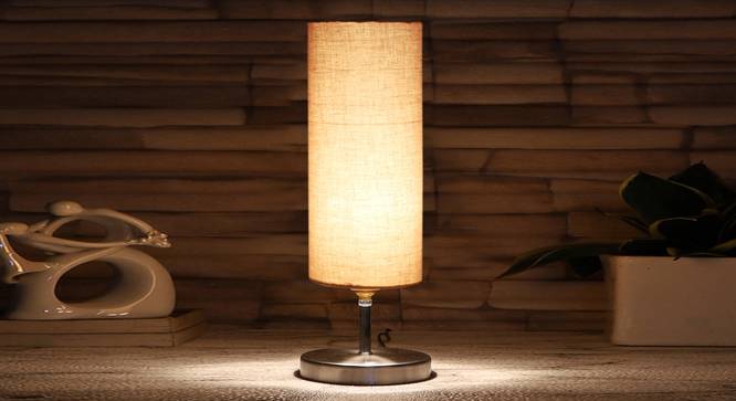 Grey cotton table lamp with Steel Base -45 (Grey) by Urban Ladder - - 