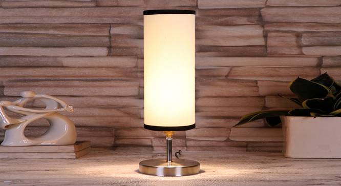 white & black cotton table lamp with Steel Base -46 (White) by Urban Ladder - - 
