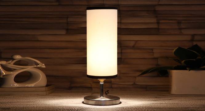 white & black cotton table lamp with Steel Base -46 (White) by Urban Ladder - - 