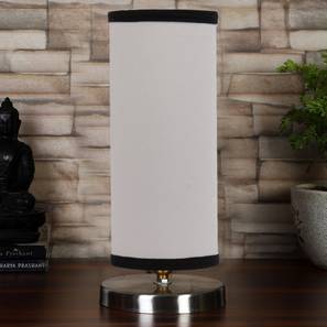 white & black cotton table lamp with Steel Base -7-image-6