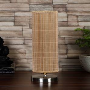 Round Cylindrical Bamboo Table Lamp with Steel Base-image-11