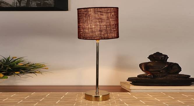 Brown Jute  with  Metal Gold  Table Lamp (Brown) by Urban Ladder - - 