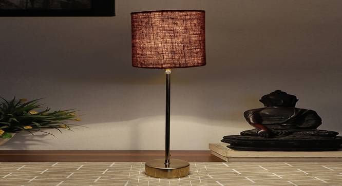 Brown Jute  with  Metal Gold  Table Lamp (Brown) by Urban Ladder - - 