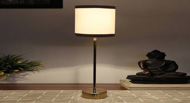 White & Black cotton with  Metal Gold  Table Lamp (Grey) by Urban Ladder - - 