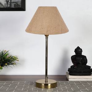 Beige Jute Metal Gold Table Lamp-image-7