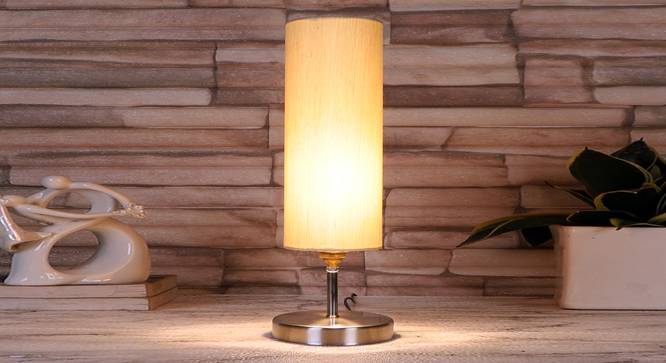 off-white cotton table lamp with Steel Base -41 (Beige) by Urban Ladder - - 