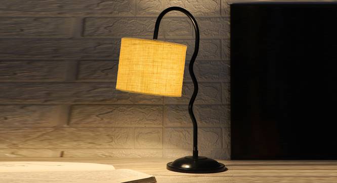 Yellow Jute  Zig Zag Curvy  table lamp with Iron Base (SP43) (Yellow) by Urban Ladder - - 