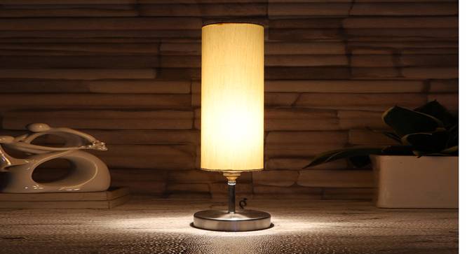 off-white cotton table lamp with Steel Base -41 (Beige) by Urban Ladder - - 