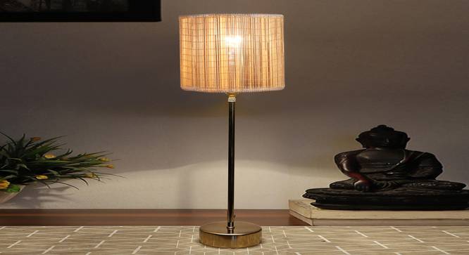 Bamboo Shade with  Metal Gold  Table Lamp (Beige) by Urban Ladder - - 