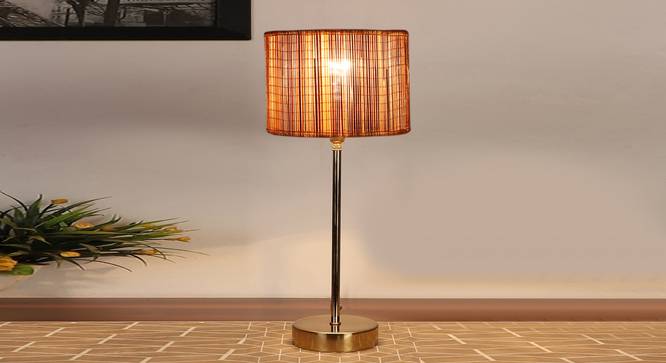 Bamboo Shade with  Metal Gold  Table Lamp (Beige) by Urban Ladder - - 