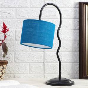 Turquoise Blue Jute Zig Zag Curvy Table Lamp with Iron base-image-42