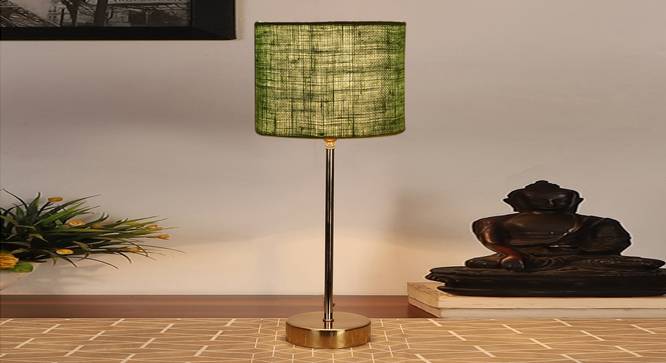 Green Jute  with  Metal Gold  Table Lamp (Green) by Urban Ladder - - 