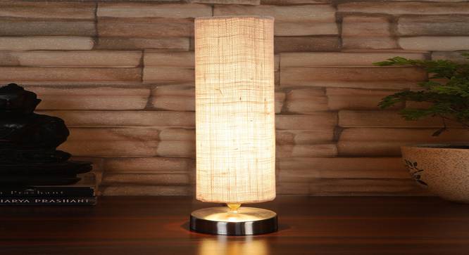 White Jute table lamp with Steel Base -9 (White) by Urban Ladder - - 