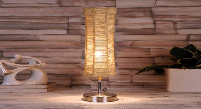 Damru Bamboo table lamp with Steel Base -40 (Beige) by Urban Ladder - - 