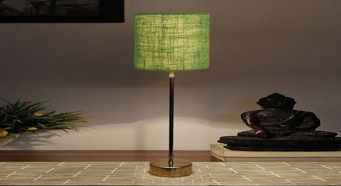 Green Jute  with  Metal Gold  Table Lamp (Green) by Urban Ladder - - 