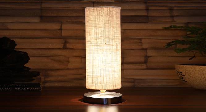 White Jute table lamp with Steel Base -9 (White) by Urban Ladder - - 