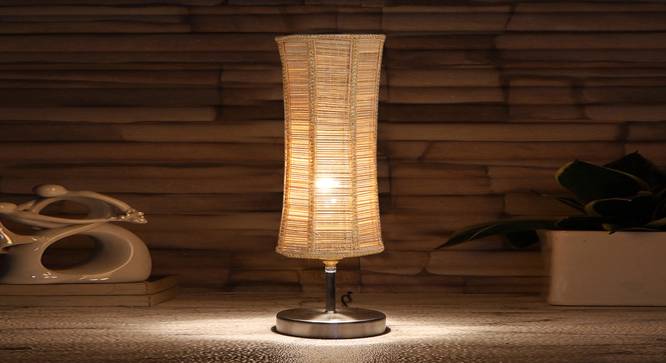 Damru Bamboo table lamp with Steel Base -40 (Beige) by Urban Ladder - - 