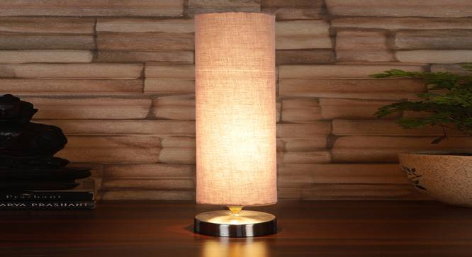 Grey cotton table lamp with Steel Base -6 (Grey) by Urban Ladder - - 