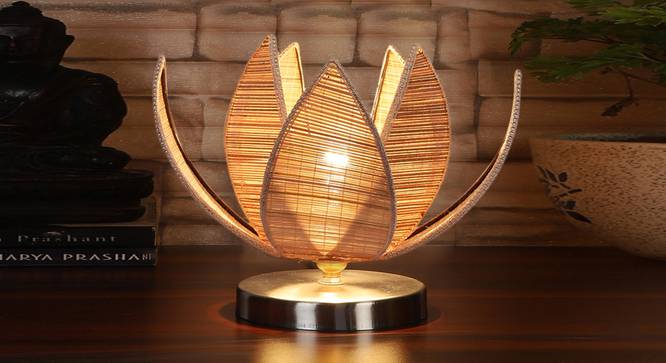 Rose Bamboo Table Lamp With Steel Base (Beige) by Urban Ladder - - 