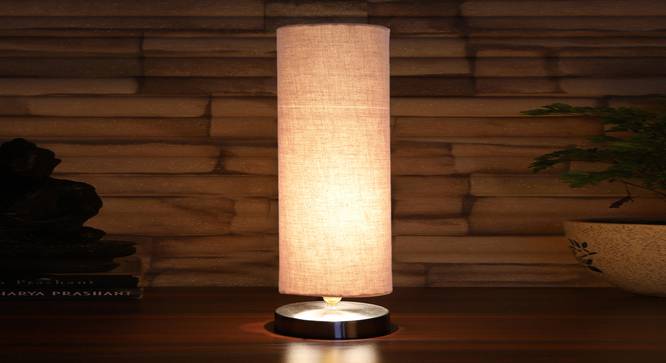Grey cotton table lamp with Steel Base -6 (Grey) by Urban Ladder - - 