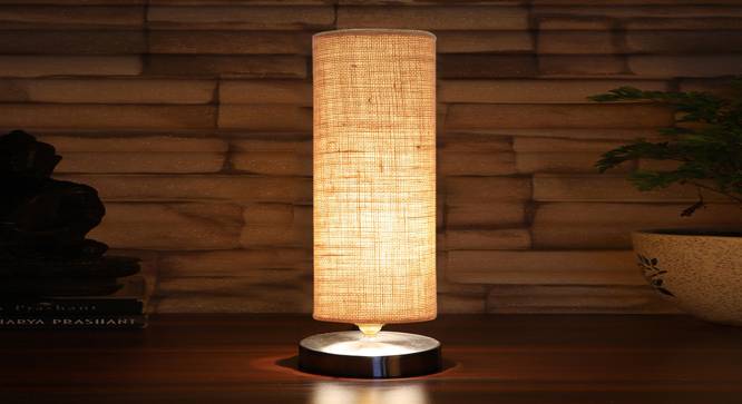 Beige Jute table lamp with Steel Base -8 (Beige) by Urban Ladder - - 