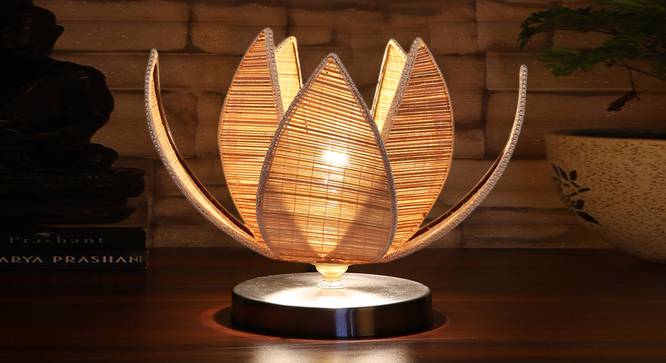 Rose Bamboo Table Lamp With Steel Base (Beige) by Urban Ladder - - 