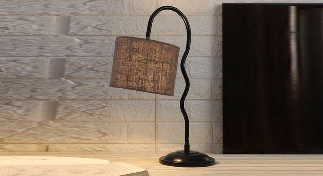 Grey Jute  Zig Zag Curvy  table lamp with Iron Base (SP42) (Grey) by Urban Ladder - - 