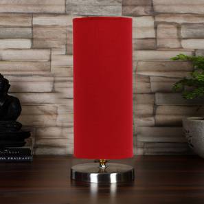 Red cotton table lamp with Steel Base -3-image-3