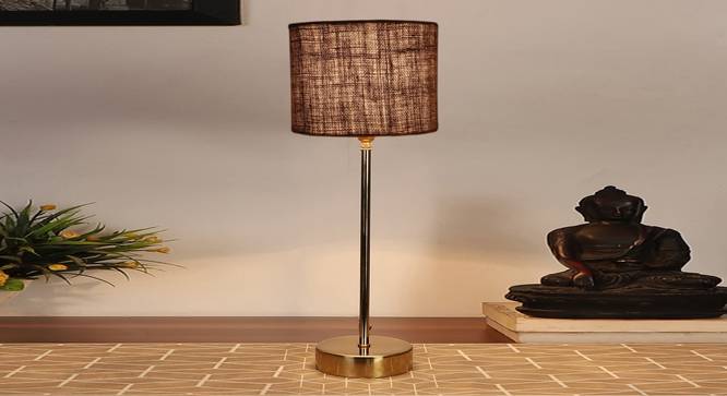 Grey Jute  with  Metal Gold  Table Lamp (Grey) by Urban Ladder - - 