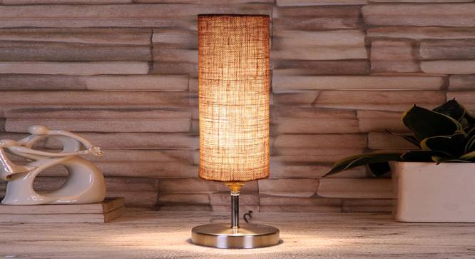 Beige Jute table lamp with Steel Base -48 (Beige) by Urban Ladder - - 